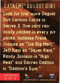 1994 Stadium Club - Info Cards 2 #5 Dugout Dirt Back