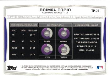 2014 Bowman Draft - Top Prospects #TP-75 Raimel Tapia Back