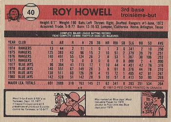 1981 O-Pee-Chee - Gray Back #40 Roy Howell Back