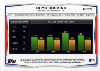 2014 Bowman Draft - Chrome #CDP122 Rhys Hoskins Back