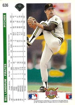 1992 Upper Deck - Gold Hologram #636 Bill Landrum Back