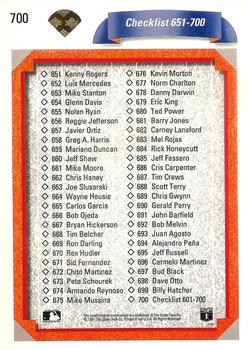 1992 Upper Deck - Gold Hologram #700 Checklist: 601-700 Back