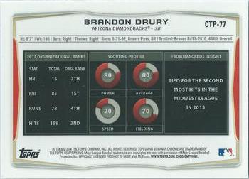 2014 Bowman Draft - Chrome Top Prospects #CTP-77 Brandon Drury Back