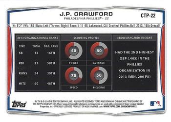 2014 Bowman Draft - Chrome Top Prospects #CTP-22 J.P. Crawford Back