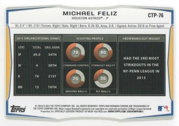2014 Bowman Draft - Chrome Top Prospects #CTP-76 Michael Feliz Back