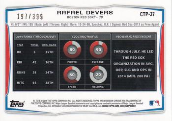 2014 Bowman Draft - Chrome Top Prospects Blue Refractors #CTP-37 Rafael Devers Back