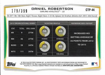 2014 Bowman Draft - Chrome Top Prospects Blue Refractors #CTP-44 Daniel Robertson Back