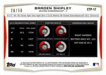 2014 Bowman Draft - Chrome Top Prospects Gold Refractors #CTP-17 Braden Shipley Back