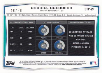 2014 Bowman Draft - Chrome Top Prospects Gold Refractors #CTP-29 Gabriel Guerrero Back
