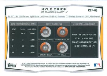 2014 Bowman Draft - Chrome Top Prospects Refractors #CTP-63 Kyle Crick Back