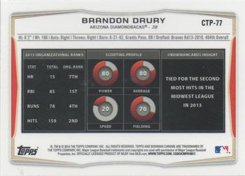 2014 Bowman Draft - Chrome Top Prospects Refractors #CTP-77 Brandon Drury Back