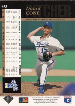 1994 Upper Deck - Electric Diamond #413 David Cone Back