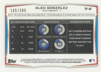 2014 Bowman Draft - Top Prospects Blue #TP-49 Alex Gonzalez Back