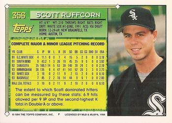 1994 Topps - Gold #356 Scott Ruffcorn Back