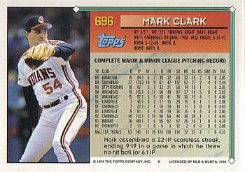 1994 Topps - Gold #696 Mark Clark Back