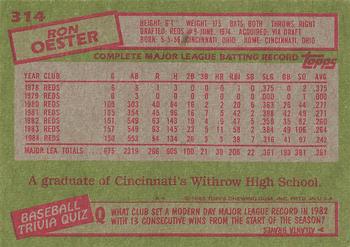 1985 Topps #314 Ron Oester Back
