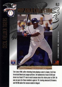 1994 Leaf - MVP Contender Gold Collection #AL5 Cecil Fielder Back