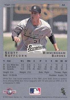 1993 Classic Best - Young Guns #YG21 Scott Ruffcorn Back