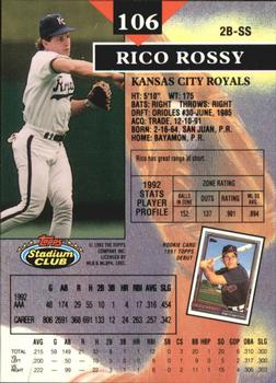 1993 Stadium Club - Members Only #106 Rico Rossy Back