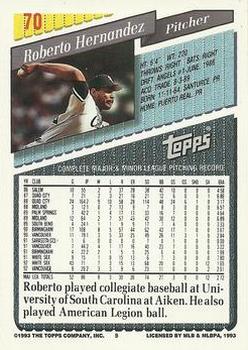 1993 Topps - Gold #70 Roberto Hernandez Back