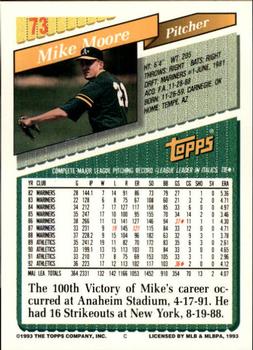 1993 Topps - Inaugural Marlins #73 Mike Moore Back