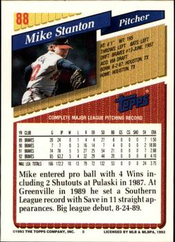 1993 Topps - Inaugural Marlins #88 Mike Stanton Back