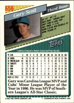 1993 Topps - Inaugural Marlins #656 Gary Scott Back