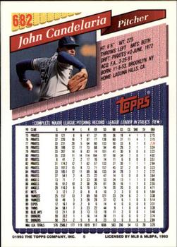 1993 Topps - Inaugural Marlins #682 John Candelaria Back