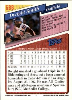 1993 Topps - Inaugural Marlins #688 Dwight Smith Back