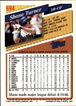 1993 Topps - Inaugural Marlins #694 Shane Turner Back