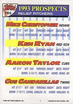 1993 Topps - Inaugural Marlins #786 Mike Christopher / Ken Ryan / Aaron Taylor / Gus Gandarillas Back