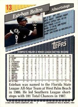 1993 Topps - Inaugural Rockies #13 Esteban Beltre Back