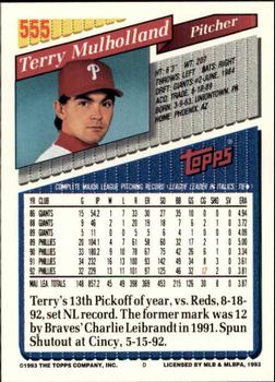 1993 Topps - Inaugural Rockies #555 Terry Mulholland Back