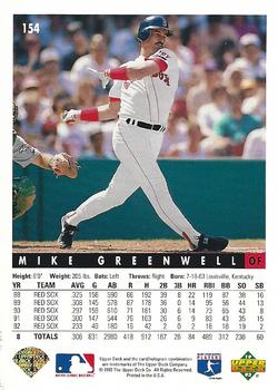 1993 Upper Deck - Gold Hologram #154 Mike Greenwell Back