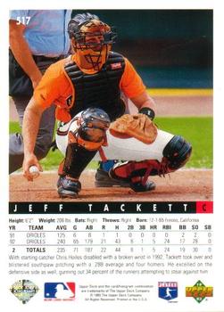 1993 Upper Deck - Gold Hologram #517 Jeff Tackett Back