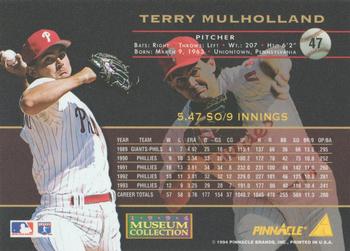1994 Pinnacle - Museum Collection #47 Terry Mulholland Back