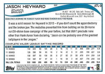 2014 Topps Atlanta Braves #ATL-3 Jason Heyward Back