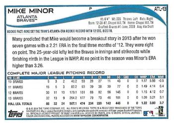 2014 Topps Atlanta Braves #ATL-13 Mike Minor Back