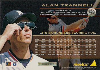 1994 Pinnacle - Artist's Proofs #429 Alan Trammell Back