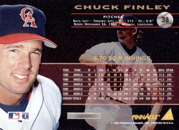 1994 Pinnacle - Artist's Proofs #38 Chuck Finley Back