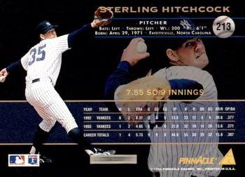 1994 Pinnacle - Artist's Proofs #213 Sterling Hitchcock Back
