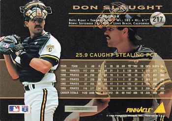 1994 Pinnacle - Artist's Proofs #217 Don Slaught Back