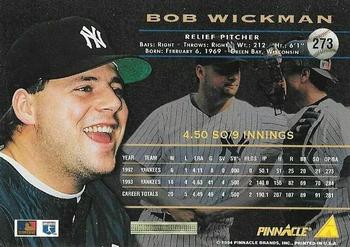 1994 Pinnacle - Artist's Proofs #273 Bob Wickman Back