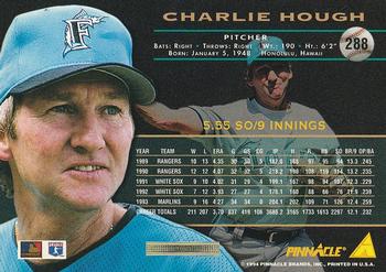 1994 Pinnacle - Artist's Proofs #288 Charlie Hough Back