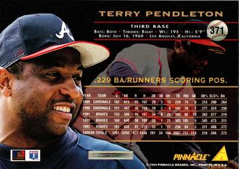 1994 Pinnacle - Artist's Proofs #371 Terry Pendleton Back
