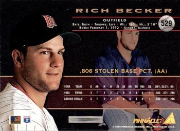 1994 Pinnacle - Artist's Proofs #529 Rich Becker Back