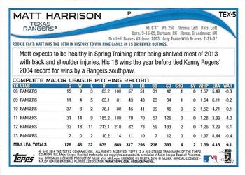 2014 Topps Texas Rangers #TEX-5 Matt Harrison Back