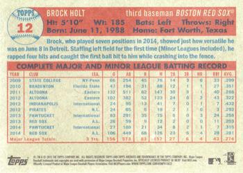 2015 Topps Archives #12 Brock Holt Back