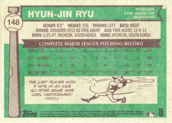 2015 Topps Archives #148 Hyun-Jin Ryu Back