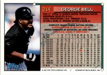 1994 Topps Bilingual #214 George Bell Back